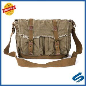 Vintage Canvas Messenger Bag Frayed Style Boho Shoulder Purse Compact